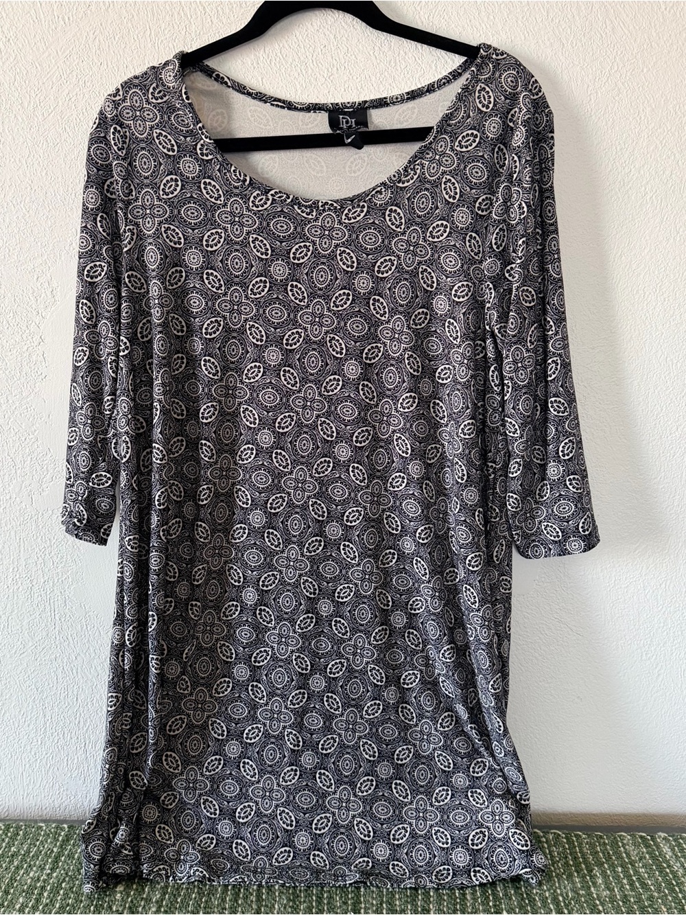 Derek Heart Black and White Floral Medallion Midi Dress